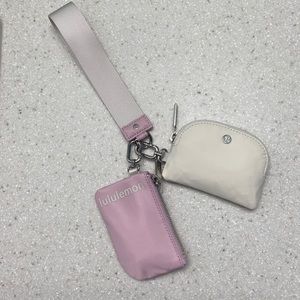 Lululemon Dual Pouch Wristlet ~ pink & white